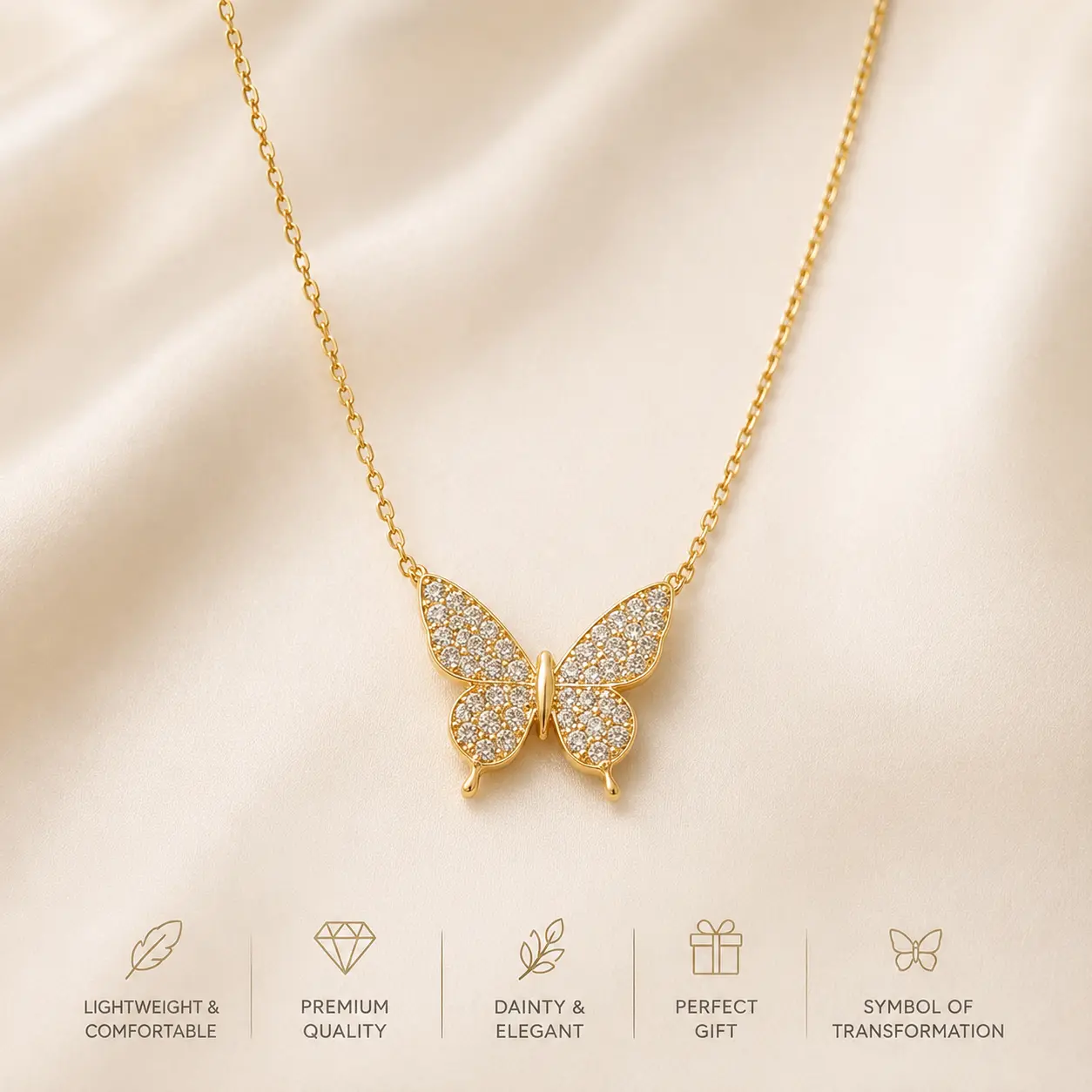 Butterfly Infinity Necklace – front view