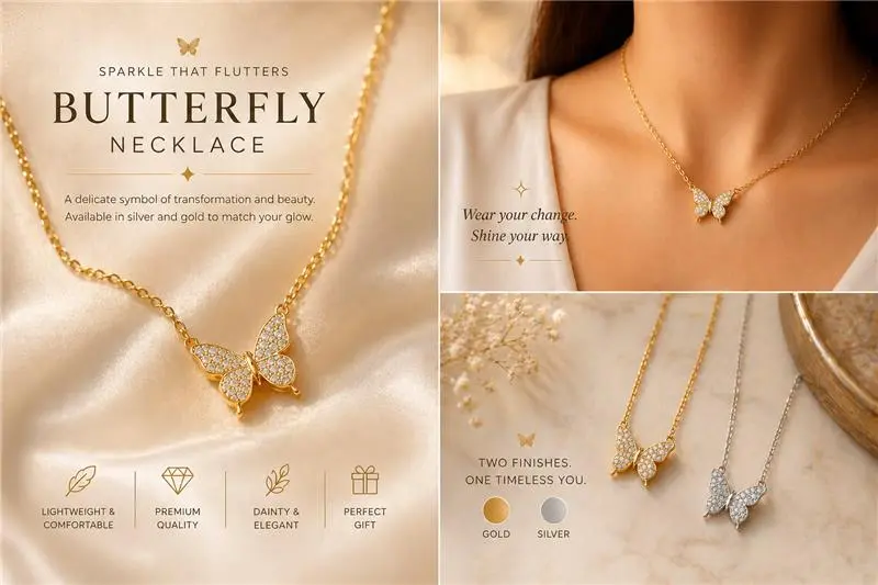 Premium handcrafted butterfly infinity necklace – 