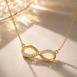 Infinity Symbol Necklace with Gemstones Romantic Charm Pendant for Women